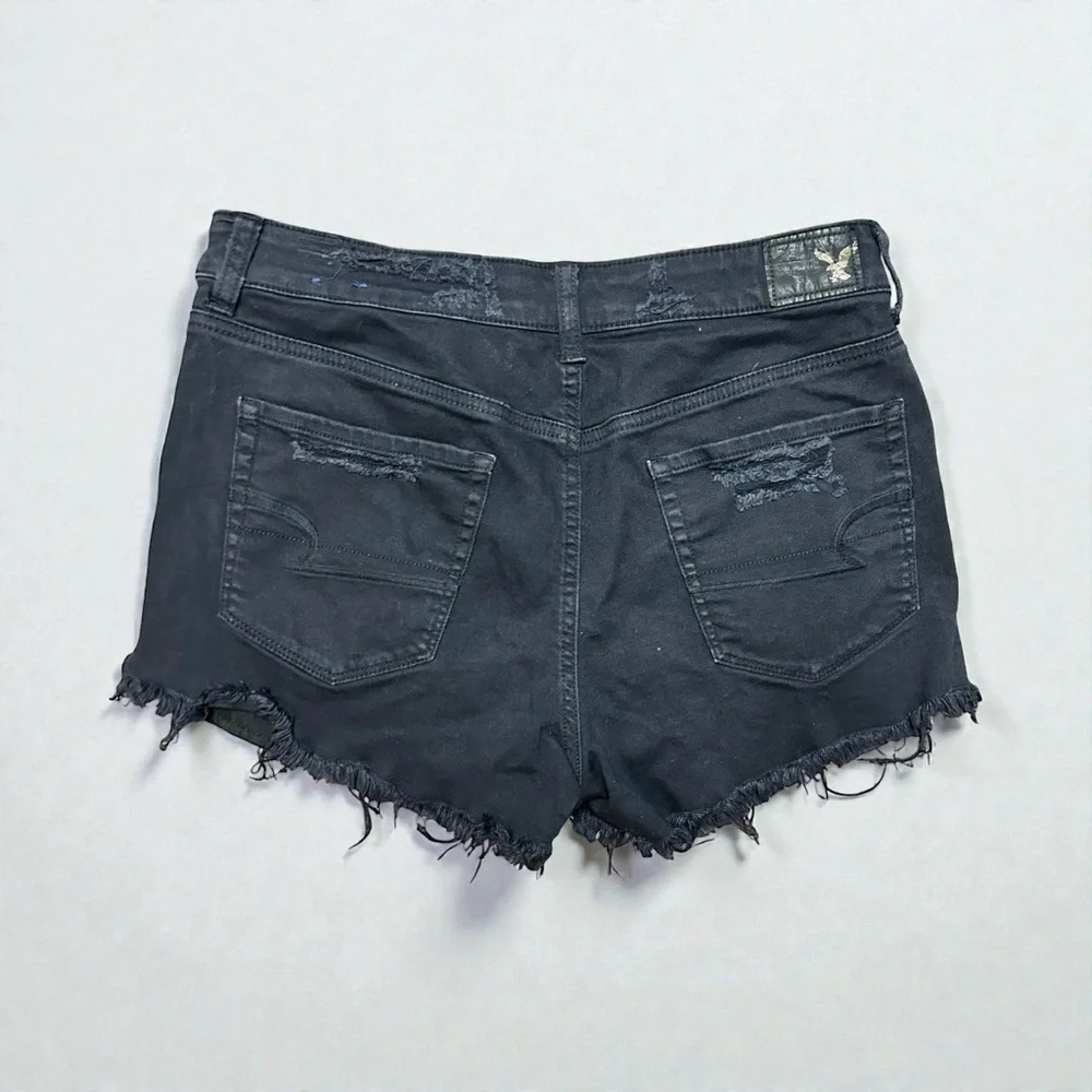 American Eagle Vintage Hi-Rise Festival Shorts | 10 | Black Distressed